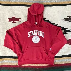 Stanford University Champion Hoodie Hooded Sweatshirt Small Red College Seal